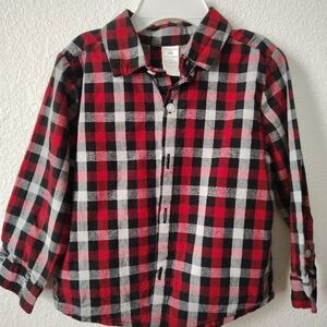 George 24 Months Red and Black Plaid Button Down Shirt